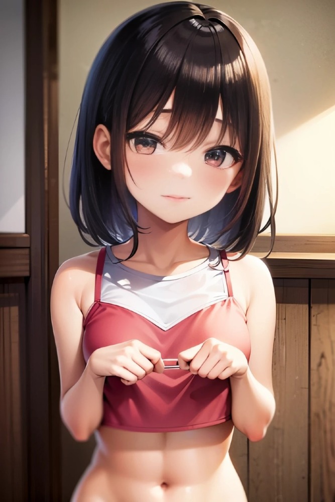 赤いキャミソールのロリ系美少女