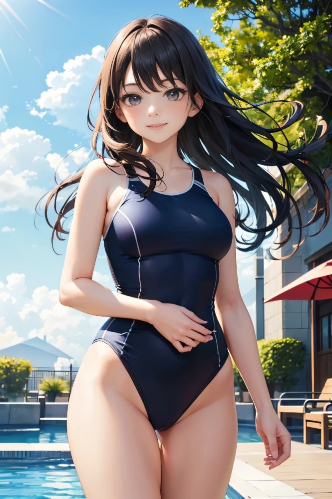 スクール水着の巨乳女子高生