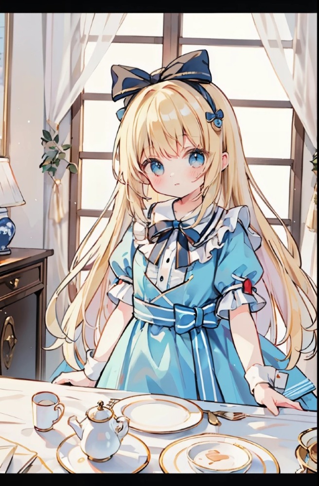 アリス風ドレスの金髪ロリ