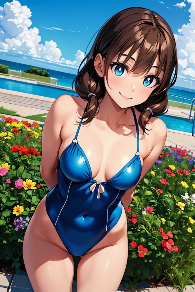 ワンピース水着の美少女