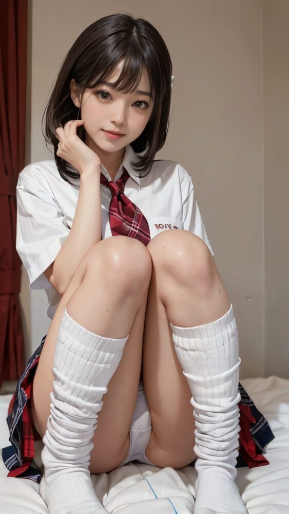 ルーズソックス女子高生のしゃがみパンチラ