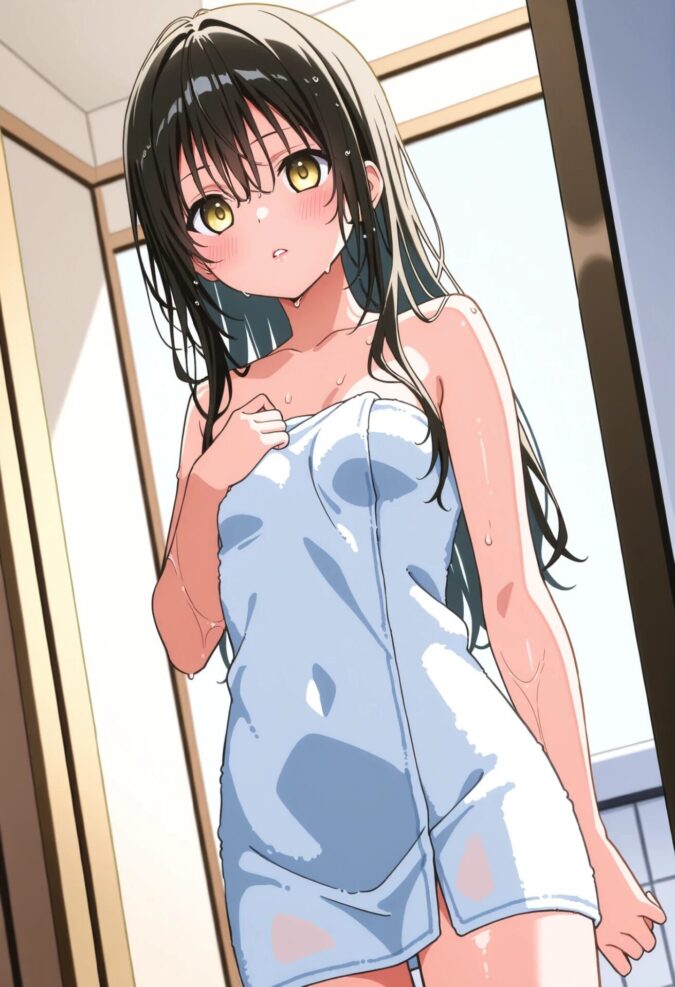 お風呂上がりでバスタオルを纏った結城美柑(ToLOVEる)