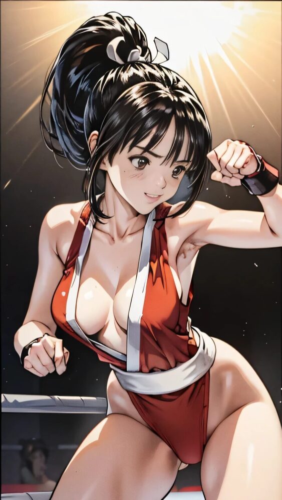 不知火舞風のコスチュームを着た美女