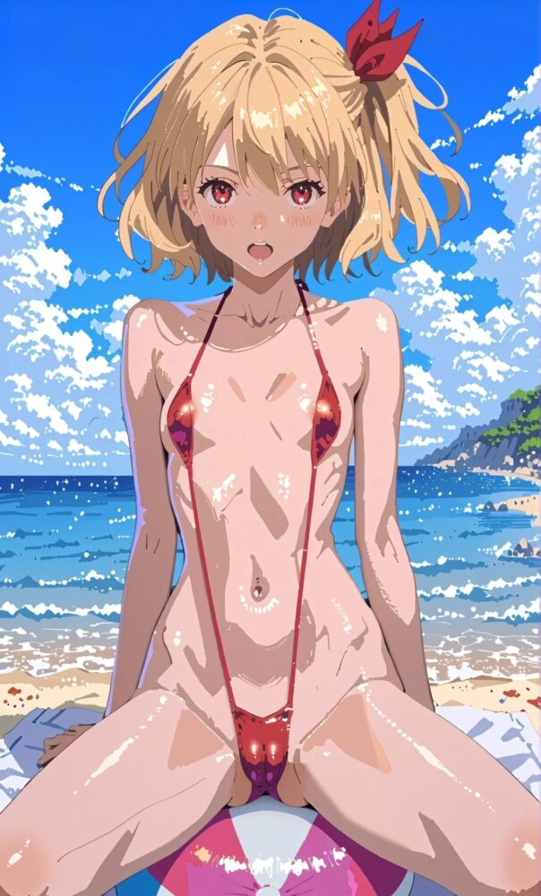 スリングショット水着を着て恥ずかしがる錦木千束
