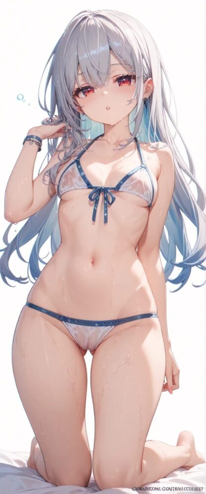 スケスケなマイクロビキニを着た美少女