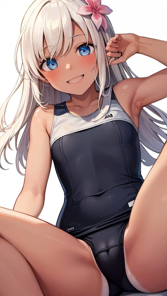 スクール水着の褐色ギャル系の美少女