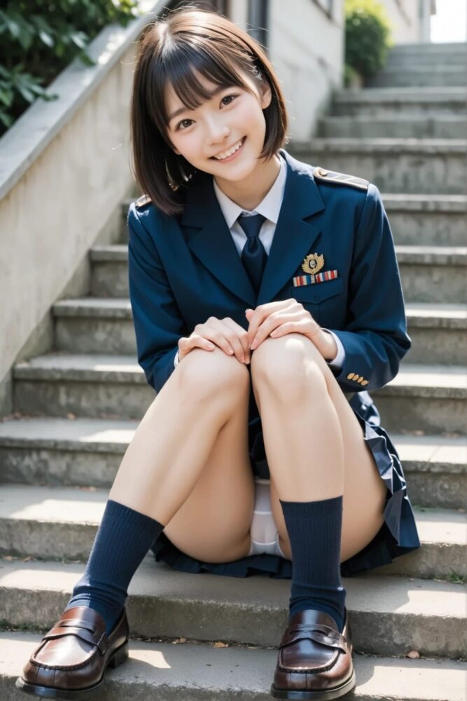 制服JKのしゃがみパンチラ