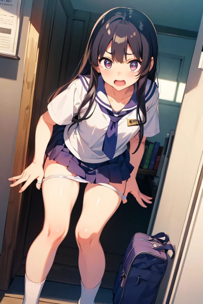 パンティーを脱いでいる女子校生