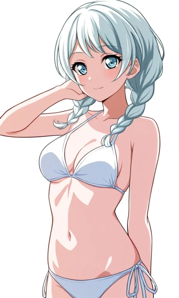 白いビキニの色白美少女