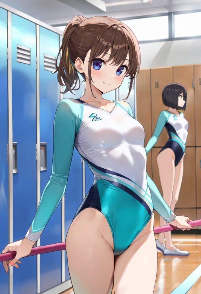 レオタードを着た新体操美少女
