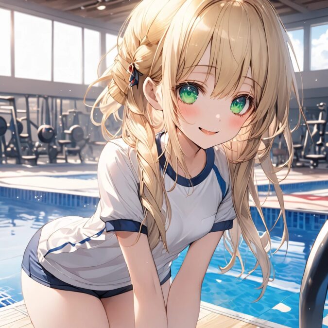 体操服を着た金髪美少女