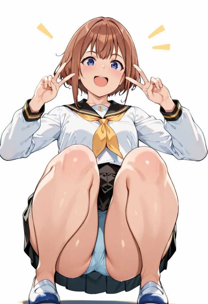 女子校生のしゃがみパンチラ