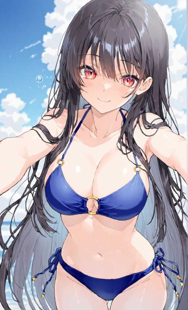 ビキニ姿の自撮りをする美少女