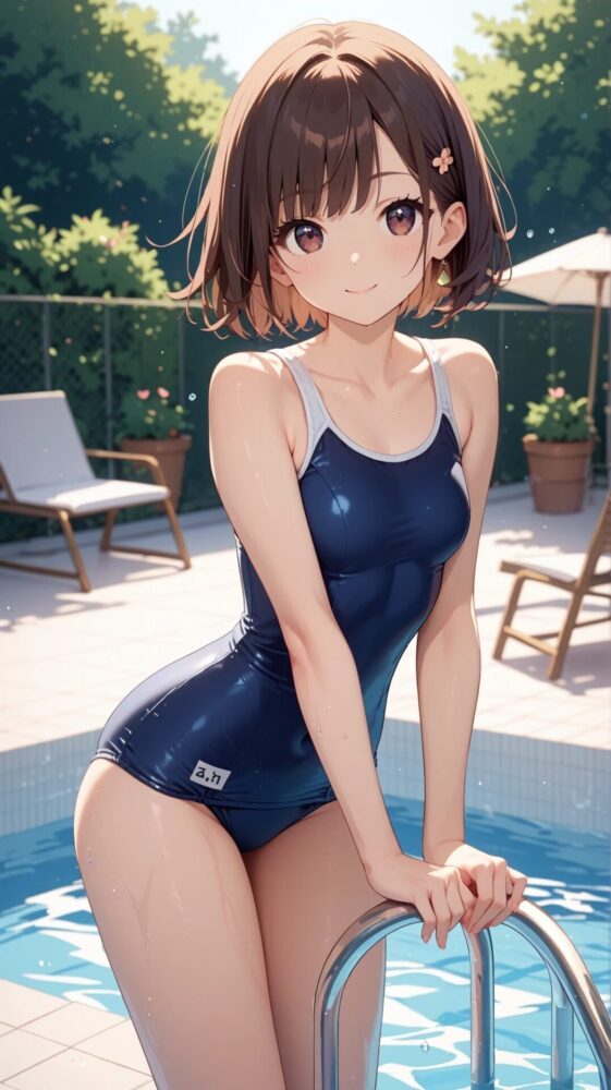 スクール水着の女子高生