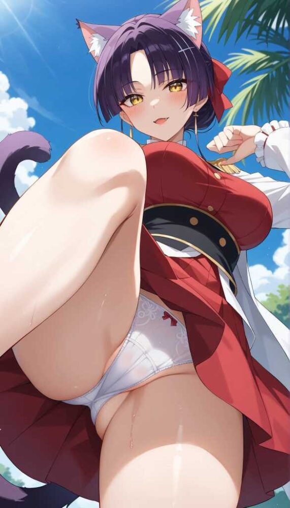猫娘のローアングルパンチラ