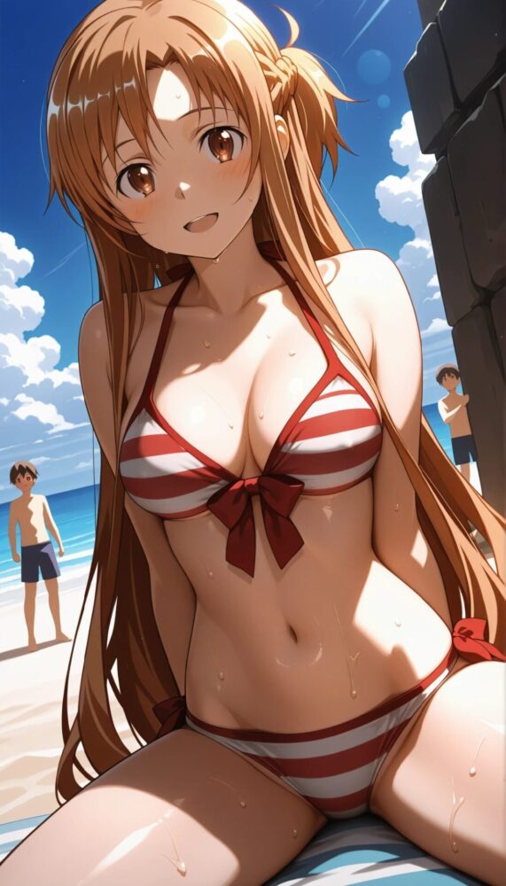 ボーダービキニを着たアスナ(ソードアートオンライン)