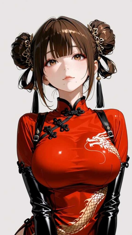 チャイナドレスを着た巨乳美少女