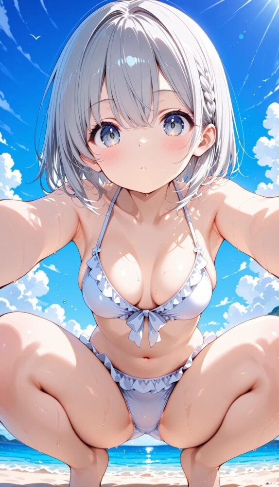 白ビキニのロリ系美少女