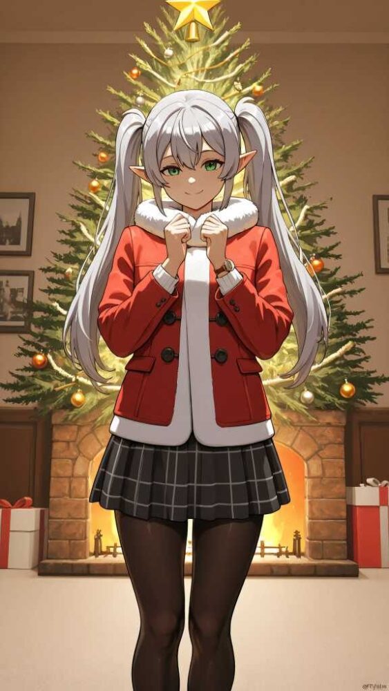 クリスマスデートっぽい服装のフリーレン