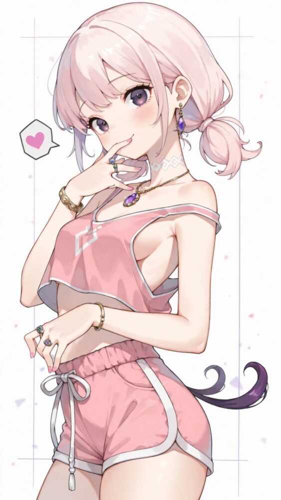 ホットパンツにタンクトップのラフな格好の美少女