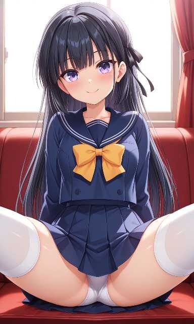 ニーハイ女子高生のパンチラ