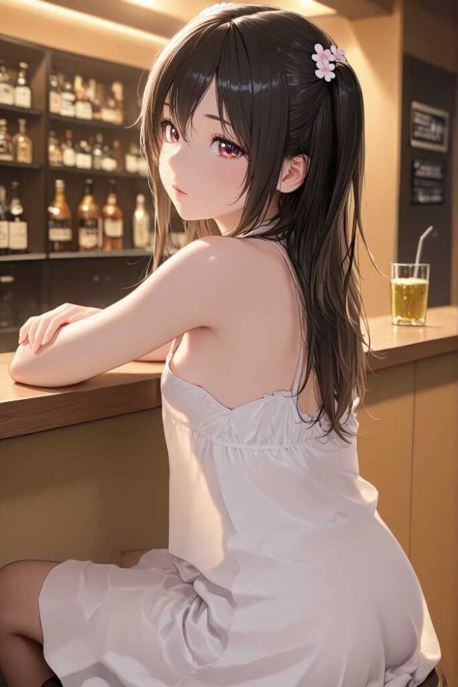 バーにたたずむセクシー系美少女