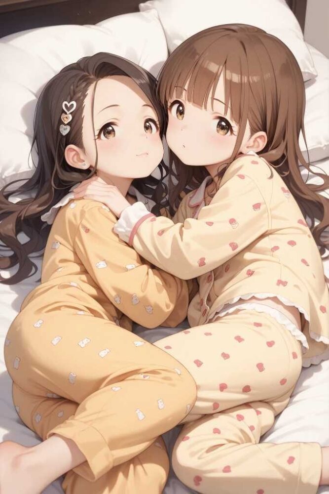 ベッドで仲良く眠るふたりの女の子