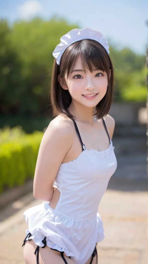 メイド風水着の美少女