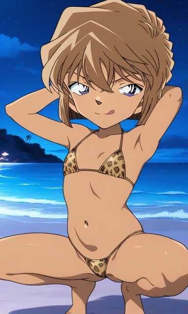 ヒョウ柄のマイクロビキニを着たちょいギャル灰原哀（名探偵コナン）