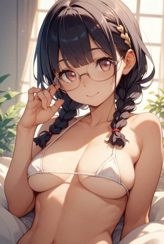 マイクロビキニを着た優等生風美少女ジュニアアイドル