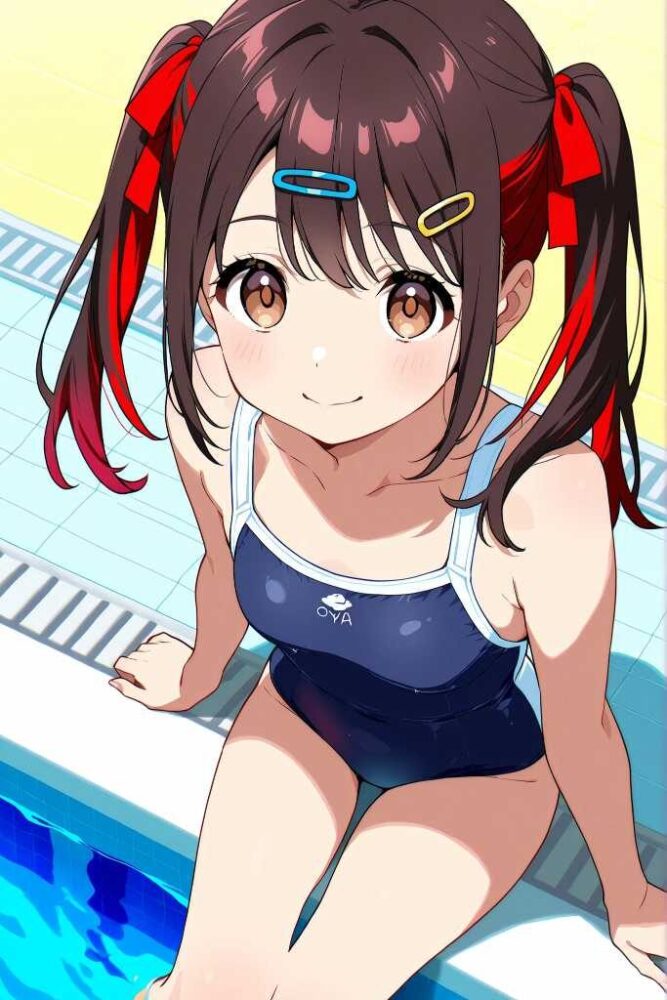 スクール水着の貧乳美少女