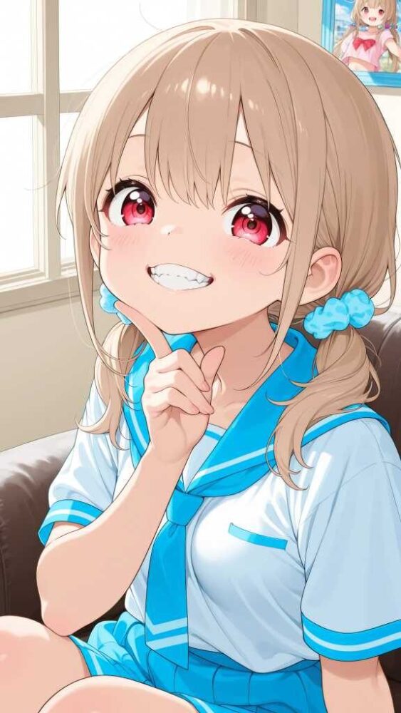 セーラー服のおさげ美少女女子中学生