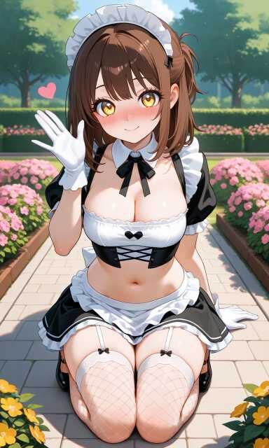 セクシーなメイド服を着た巨乳美少女