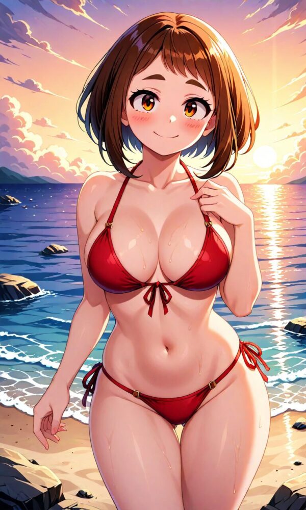 赤いビキニ姿の麗日お茶子（僕のヒーローアカデミア）