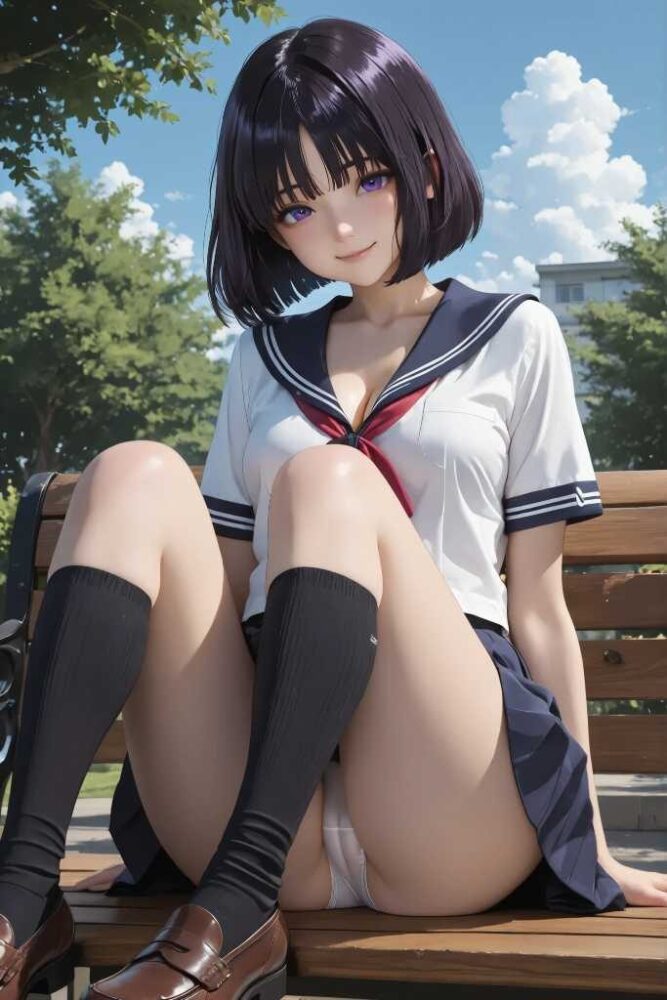 セーラー服女子高生のパンチラ