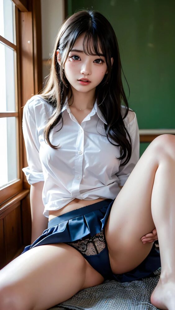 制服女子高生のパンチラ