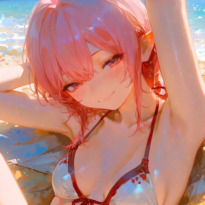 ショートヘア美少女の脇みせ