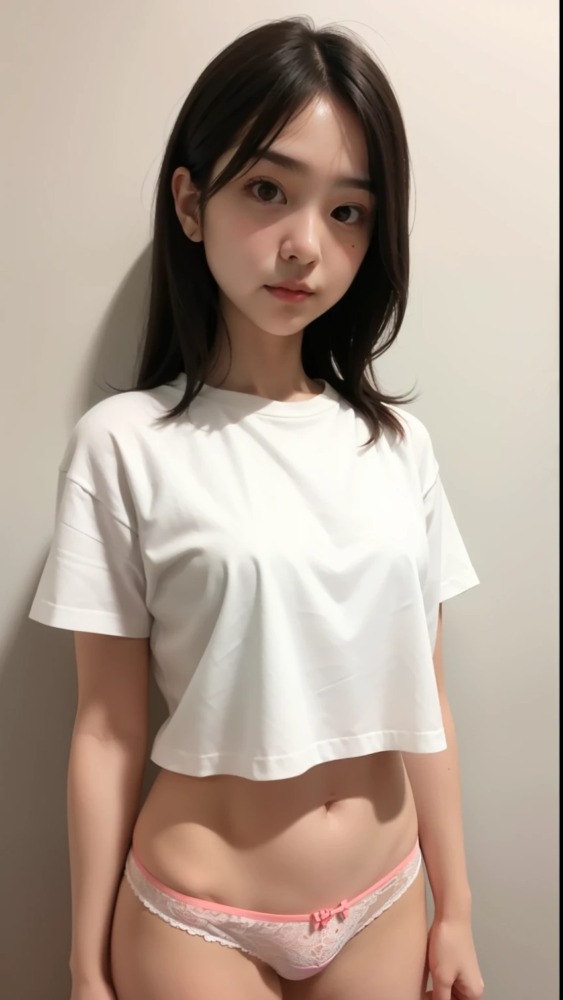 リボン付きの可愛いパンティーの美少女