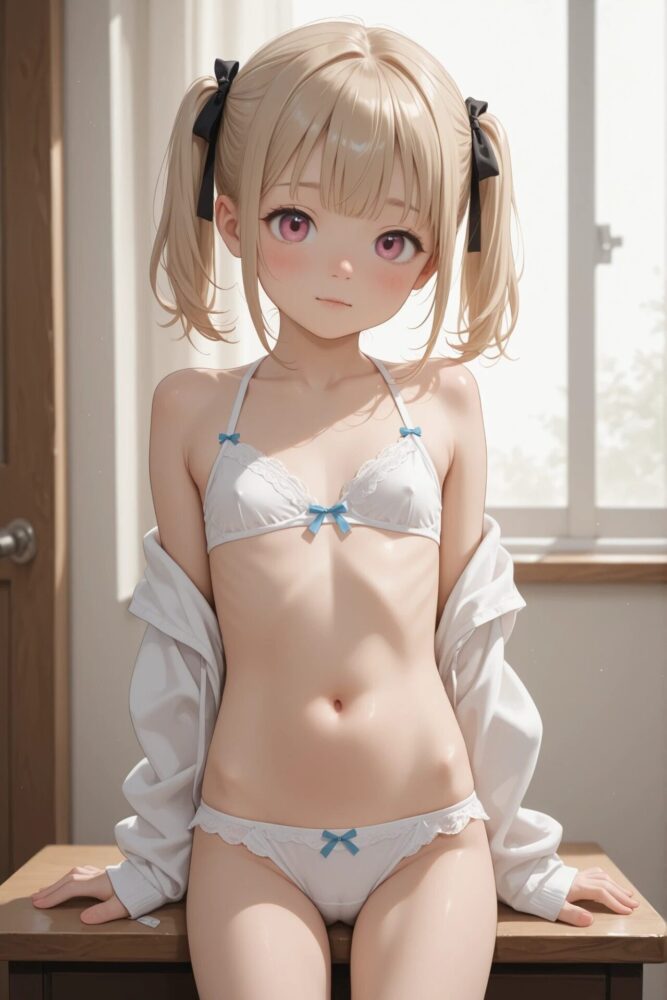 下着姿の金髪ロリ