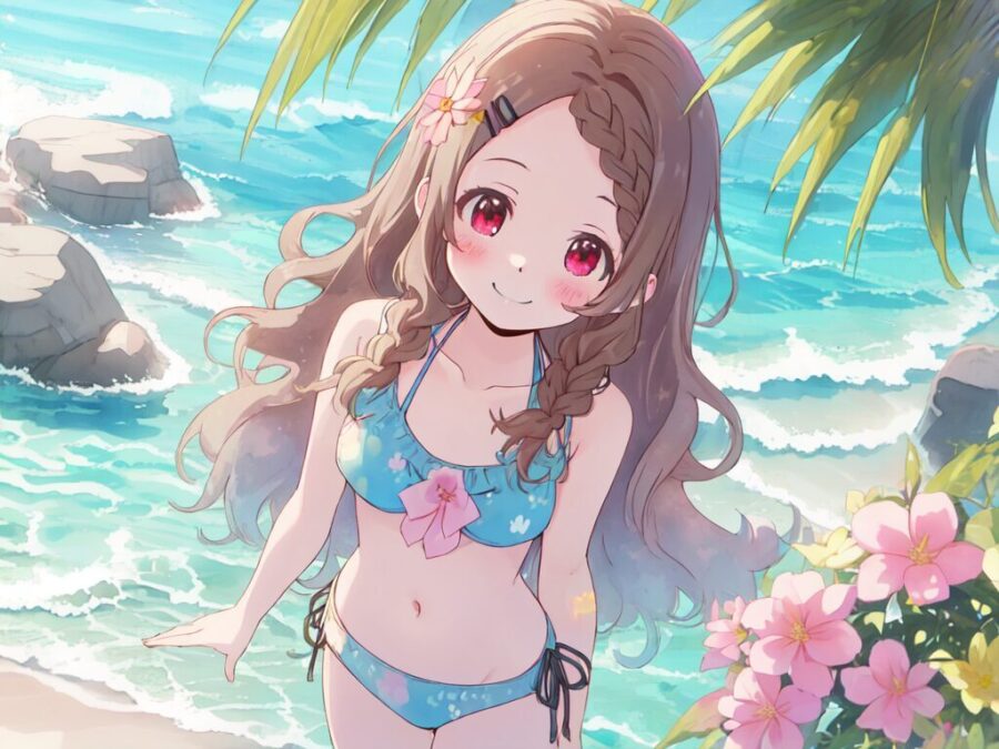 ビキニを着た青羽ここな